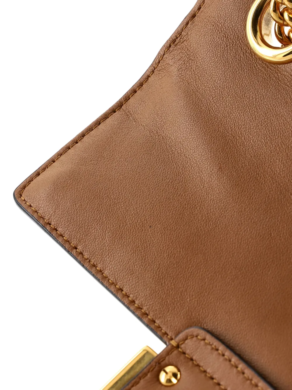 Pre-owned Fendi Midi Baguette Chain Bag Zucca Embossed Leather Medium Shoulder Bag In Brown