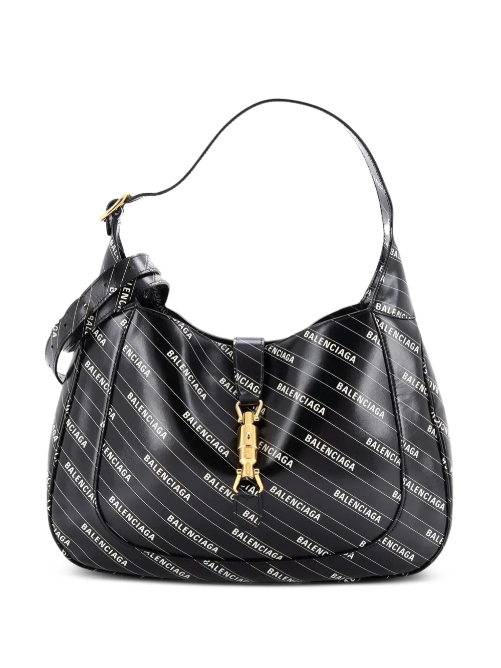 Gucci Pre-Owned x Balenciaga The Hacker Project Jackie 1961 Printed Leather Medium hobo bag - Nero