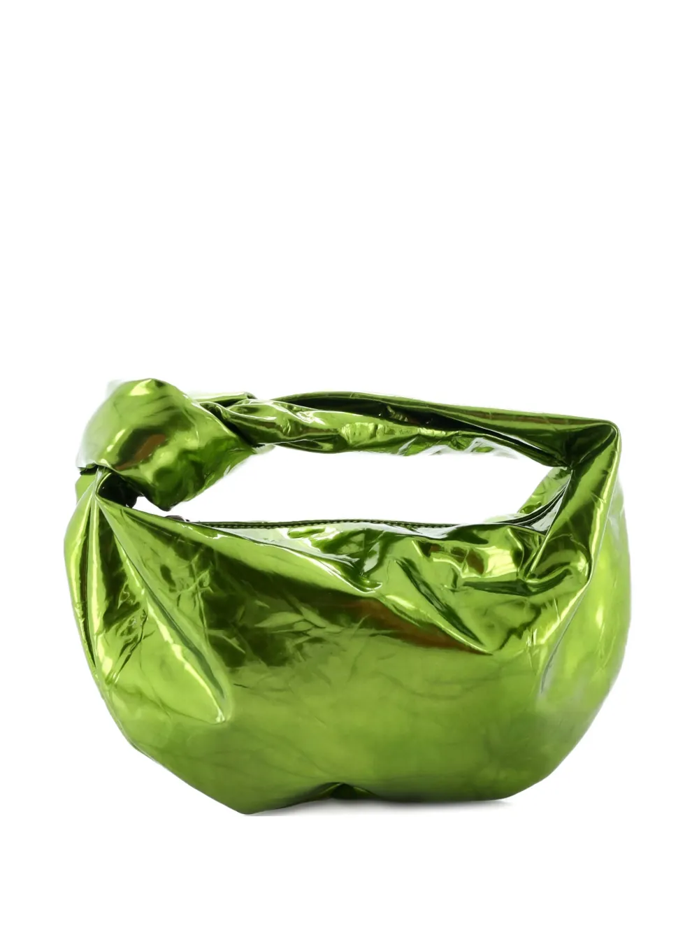 Click to view more detailed imagery on our partner's website Pre-owned Bottega Veneta Bv Jodie Crinkled Leather Mini Hobo Bag In Green