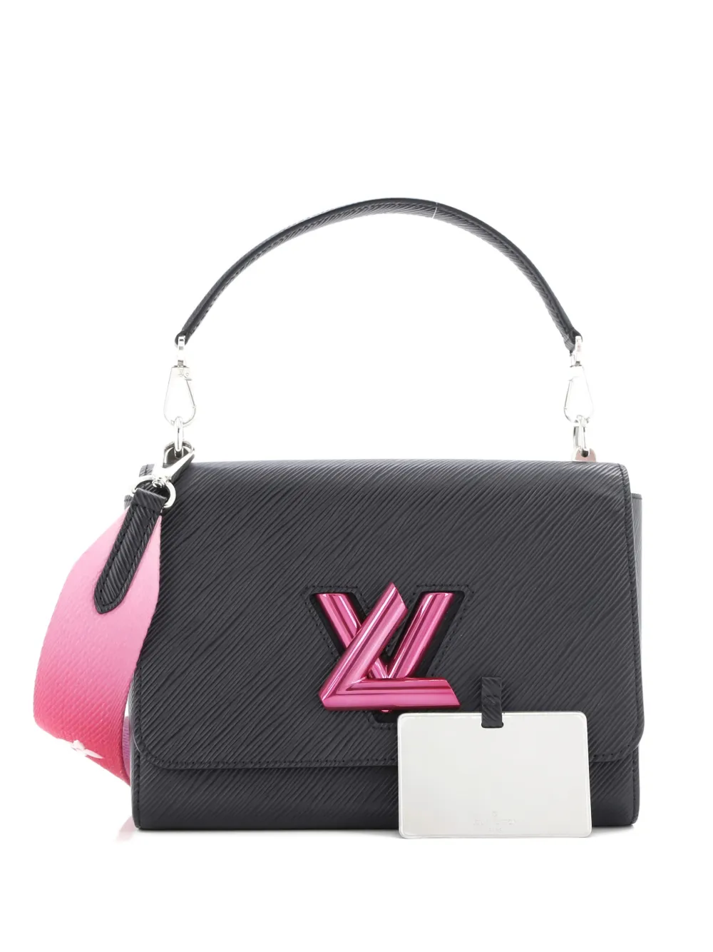 Click to view more detailed imagery on our partner's website Pre-owned Louis Vuitton Twist Strap Top Handle Bag Epi Leather Mm Satchel In Black