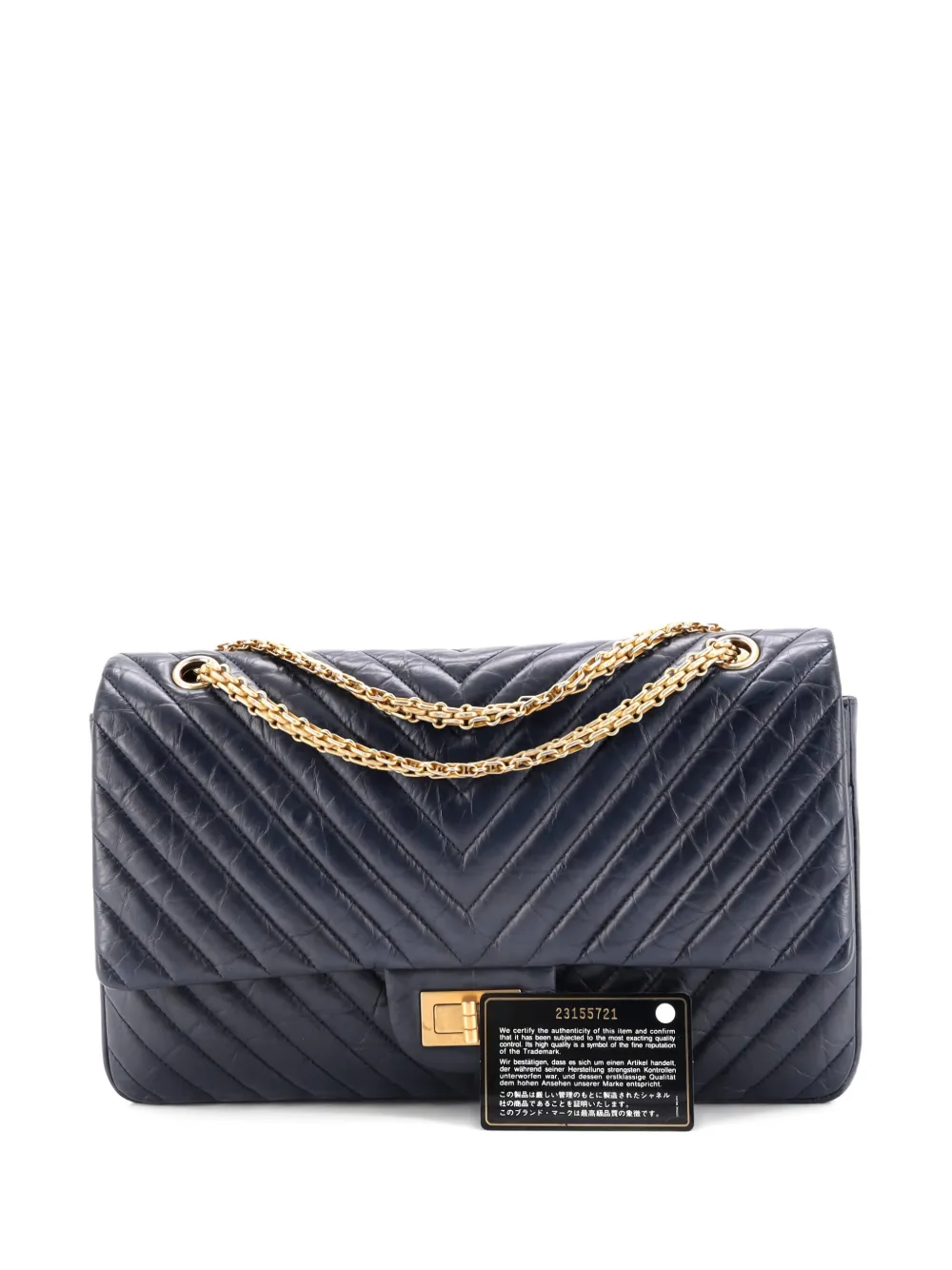 Pre-owned Chanel Reissue 2.55 Flap Bag Chevron Aged Calfskin 227 Shoulder Bag In Blue