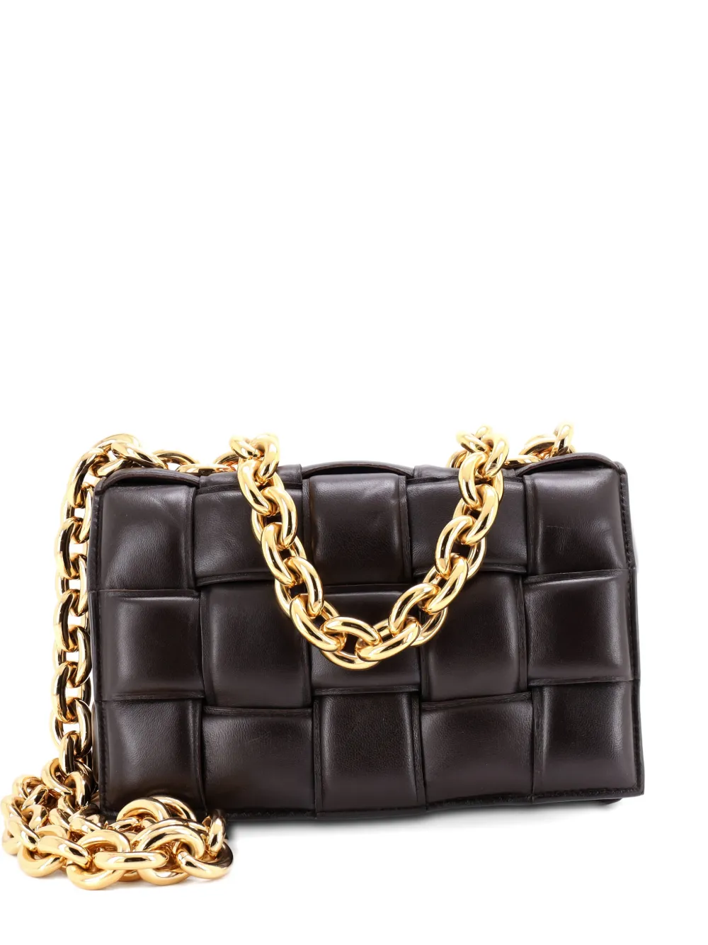Bottega Veneta Pre-Owned Cassette Chain Padded Maxi Intrecciato Leather crossbody bag - Marrone