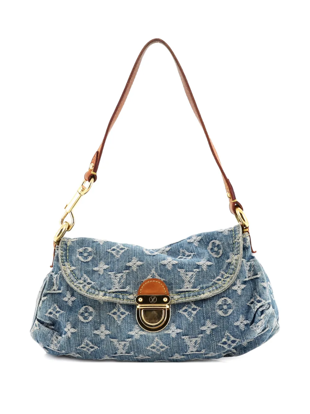 Pre-owned Louis Vuitton Pleaty Handbag Denim Mini Shoulder Bag In Blue