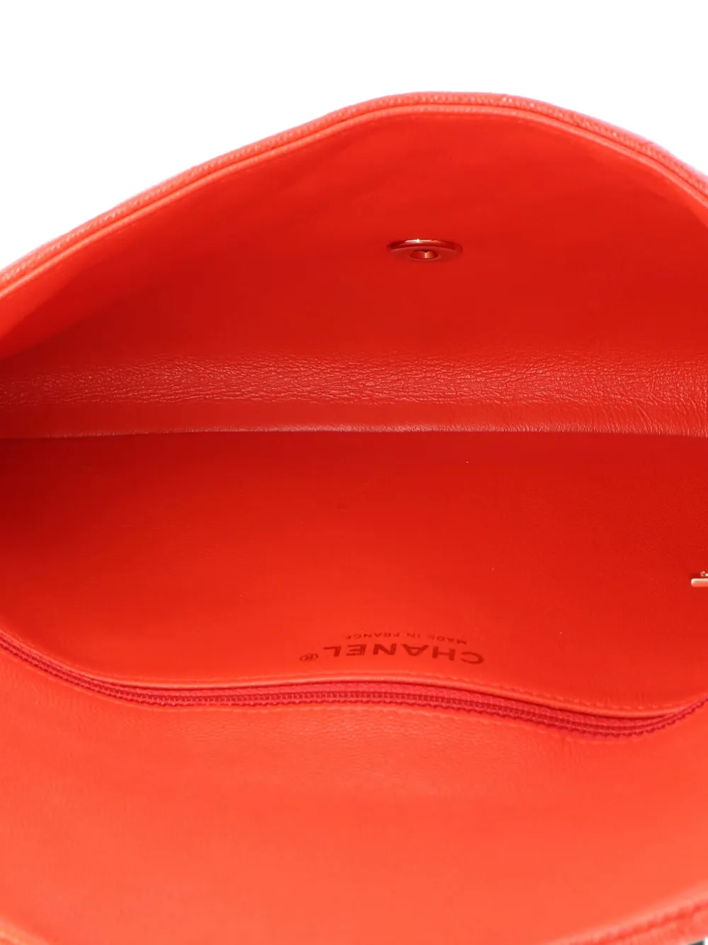 Pre-owned Chanel Classic Flap Quilted Caviar Clutch Bag In Red