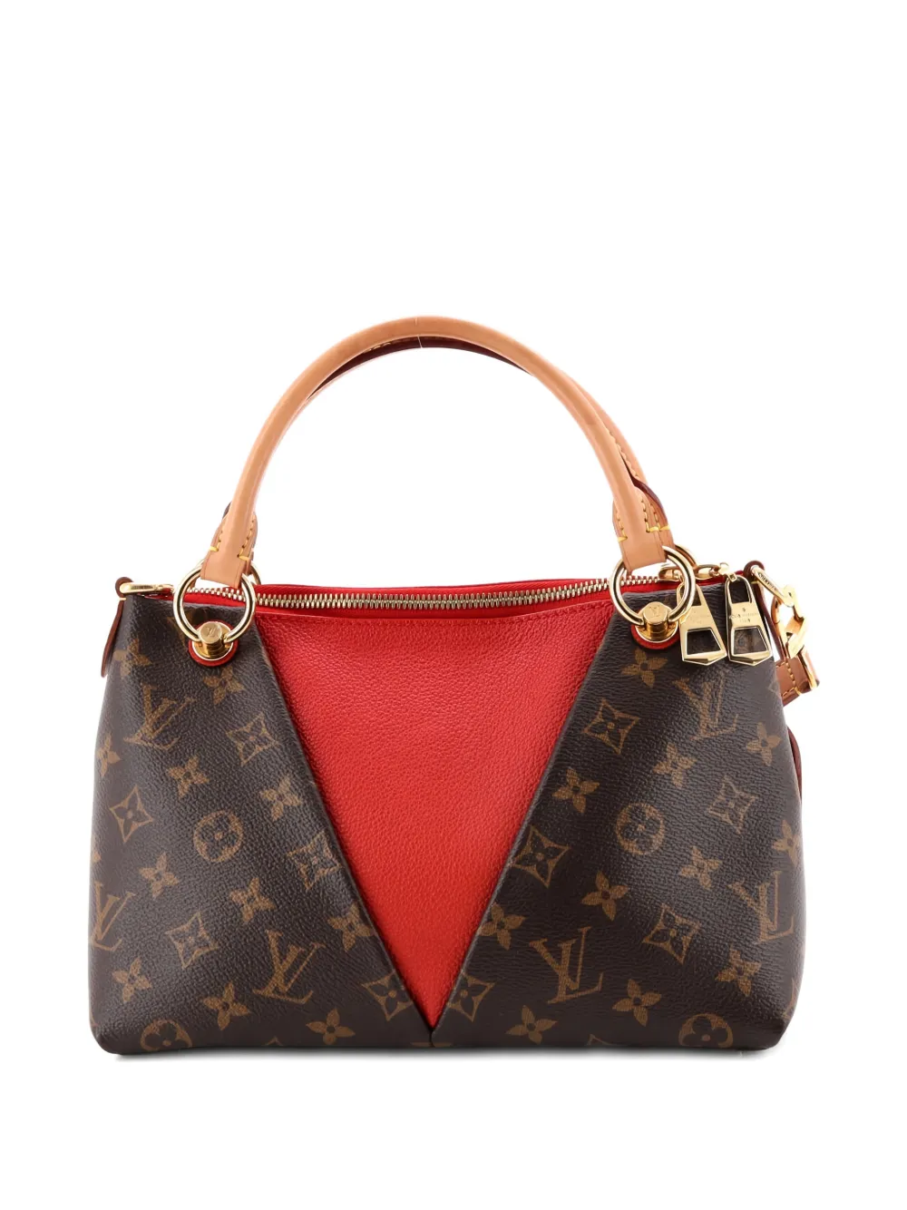 Pre-owned Louis Vuitton V Monogram Canvas And Leather Bb Tote Bag In Brown