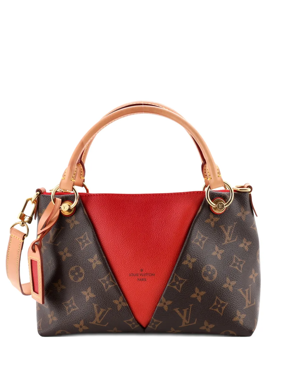 Pre-owned Louis Vuitton V Monogram Canvas And Leather Bb Tote Bag In Brown