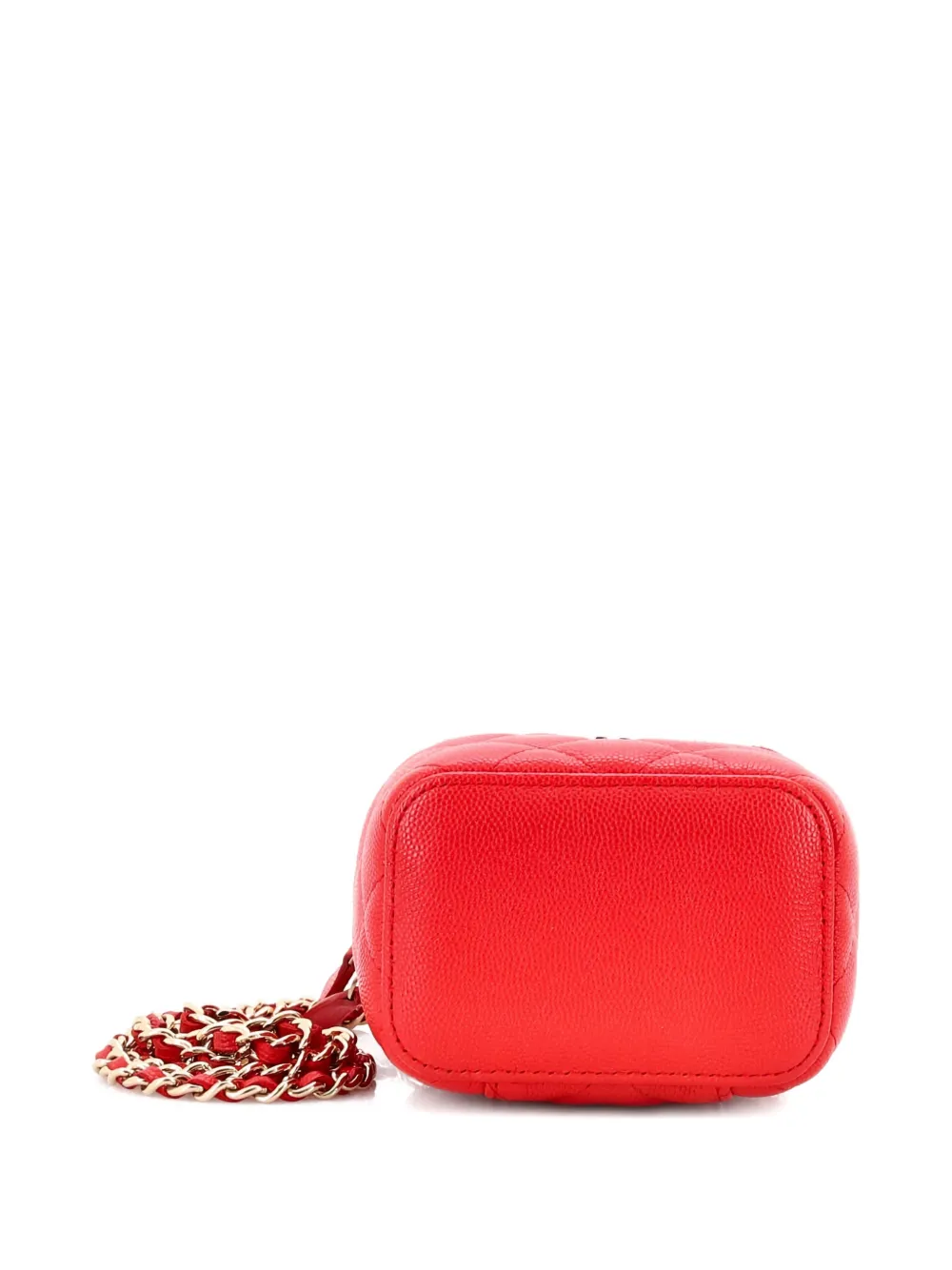 Pre-owned Chanel Classic Vanity Case With Chain Quilted Caviar Mini Pouch In Red