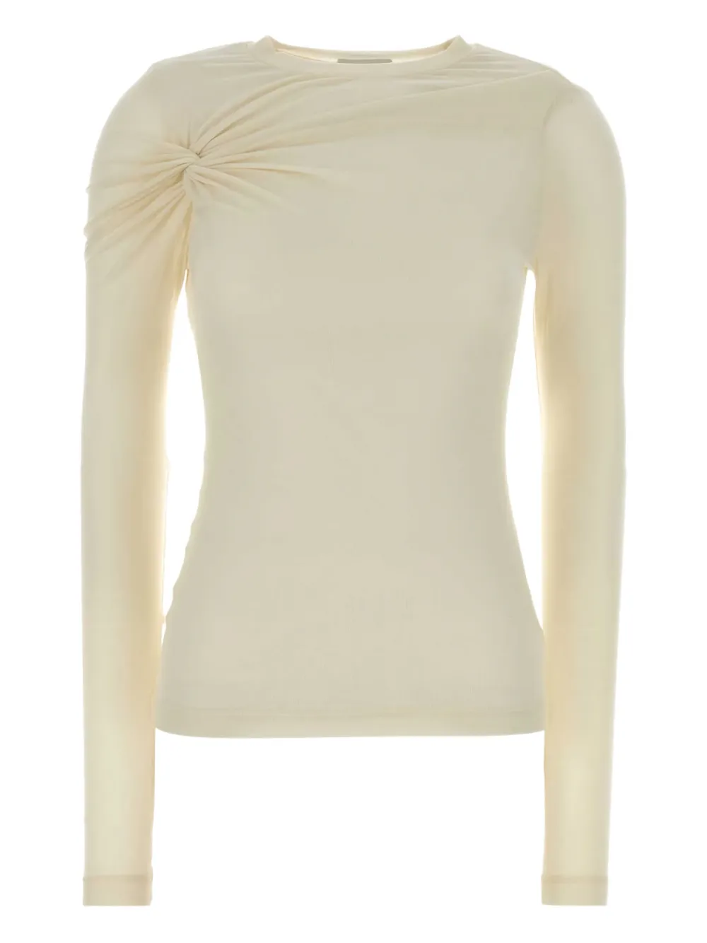Agolde Fitted Long Sleeve Ruched T-shirt In Neutral