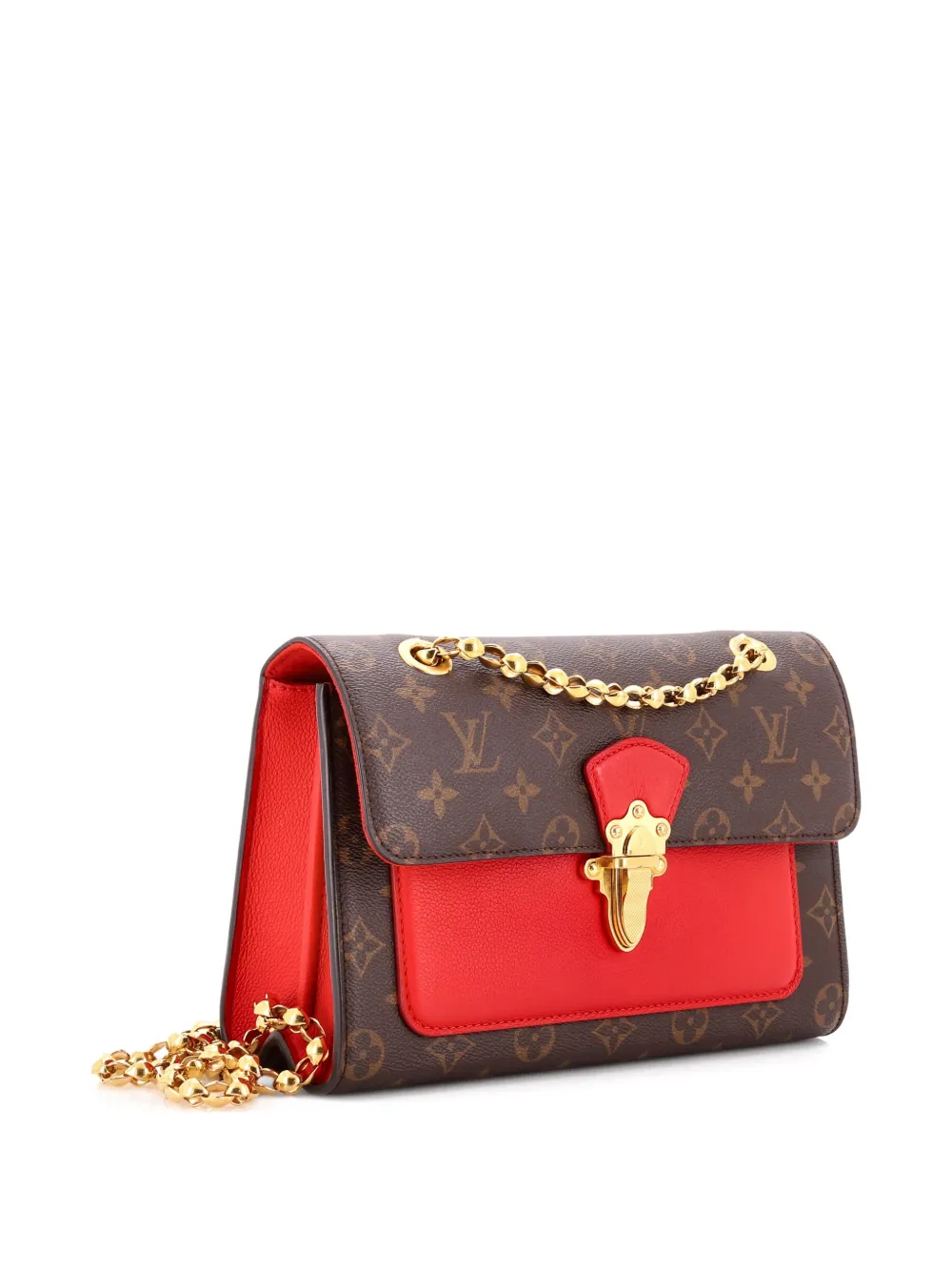 Pre-owned Louis Vuitton Victoire Handbag Monogram Canvas And Leather Shoulder Bag In Red