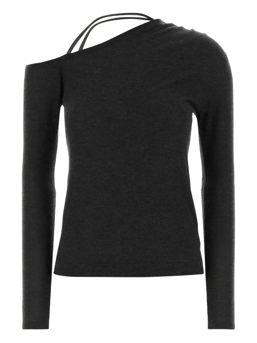 Brunello Cucinelli One-shoulder Strap Sweater In Black