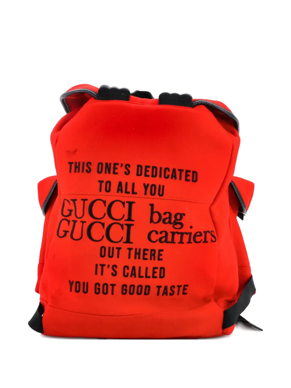 GUCCI Pre-owned Aria 100th Anniversary Off The Grid Embroidered Felt With Leather Backpack In Blue
