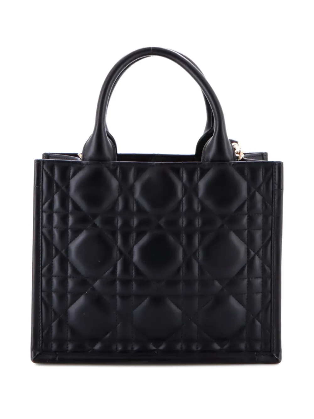 Click to view more detailed imagery on our partner's website Pre-owned Dior Book With Strap Cannage Quilt Lambskin Small Tote Bag In Black