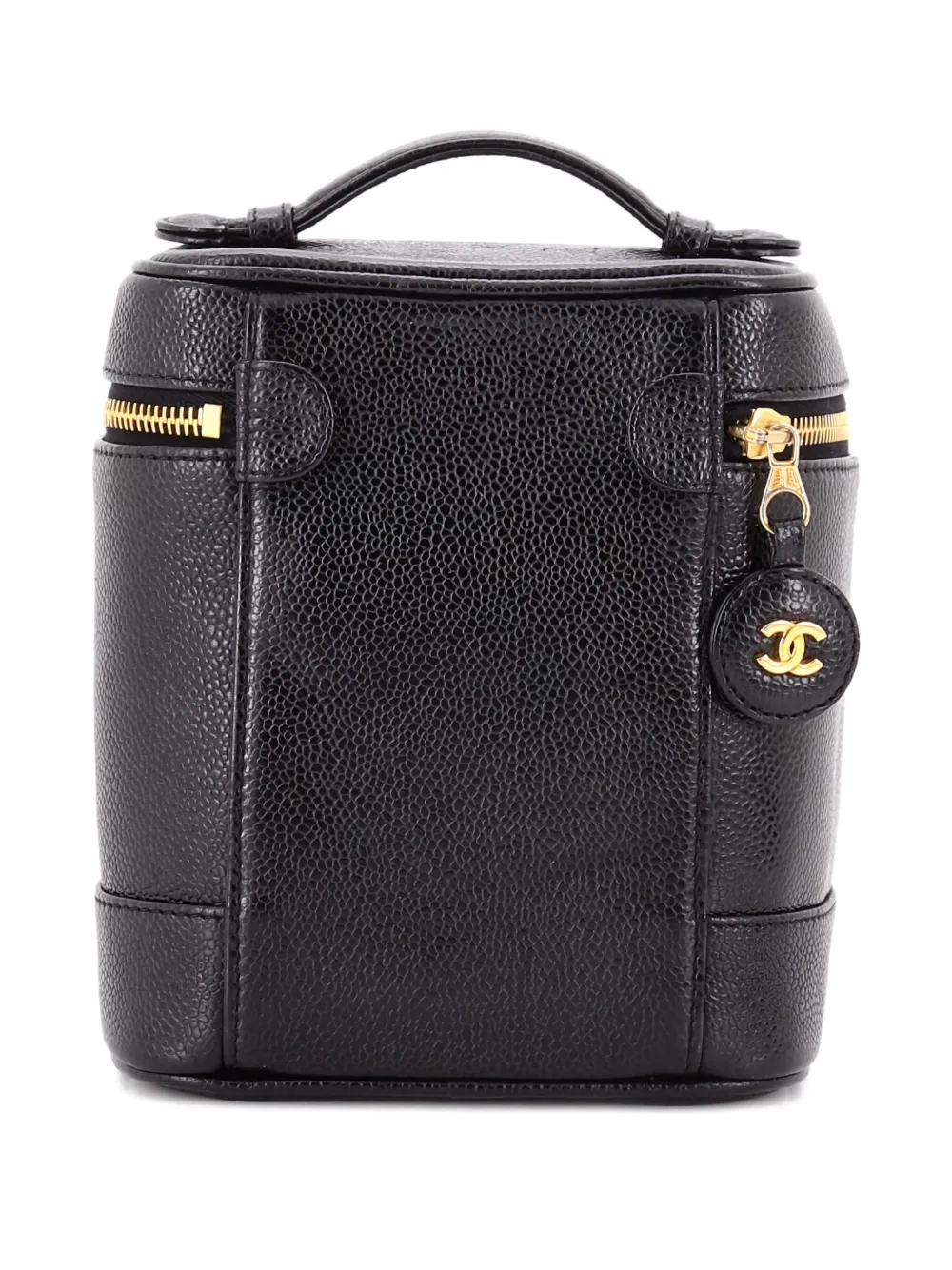 Pre-owned Chanel Timeless Cosmetic Case Caviar Tall Pouch In Black