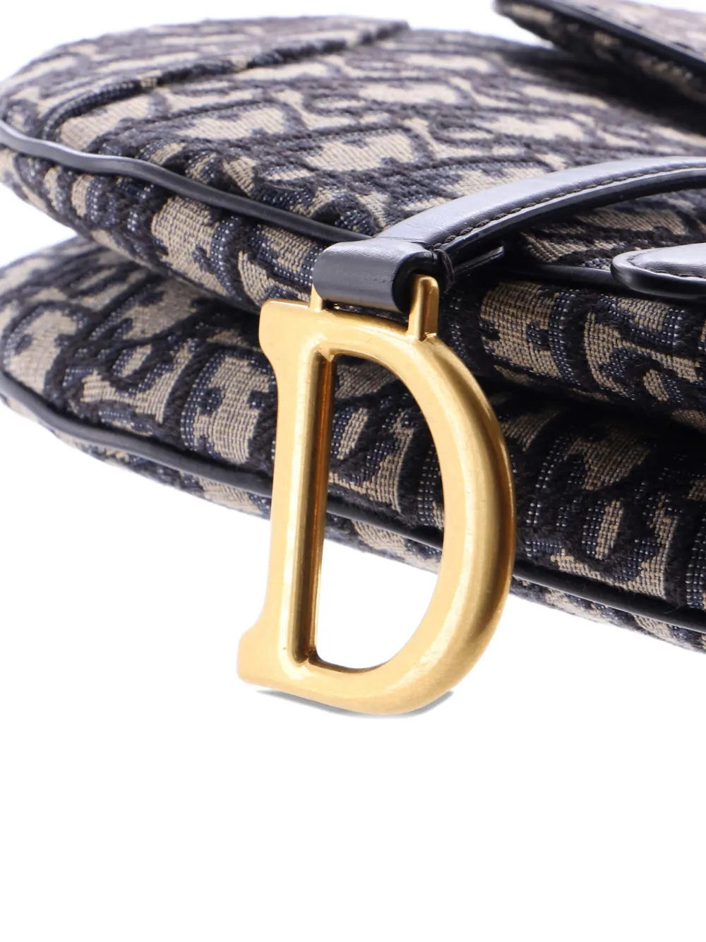 Pre-owned Dior Saddle Handbag With Strap Oblique Canvas Medium Shoulder Bag In Blue