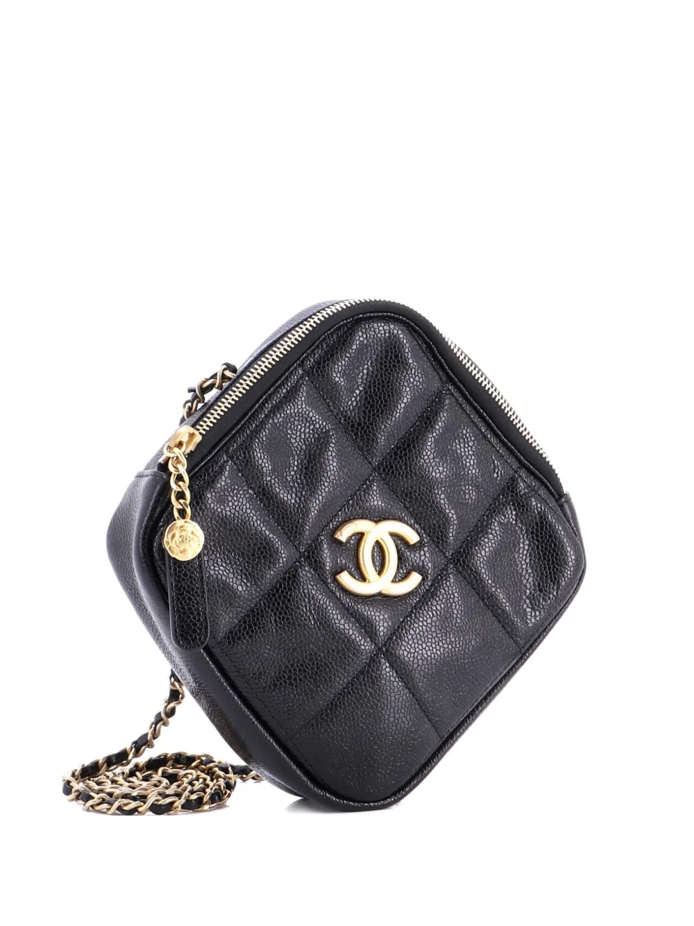 CHANEL Pre-Owned Diamond Chain Quilted Caviar Small crossbody bag - Nero