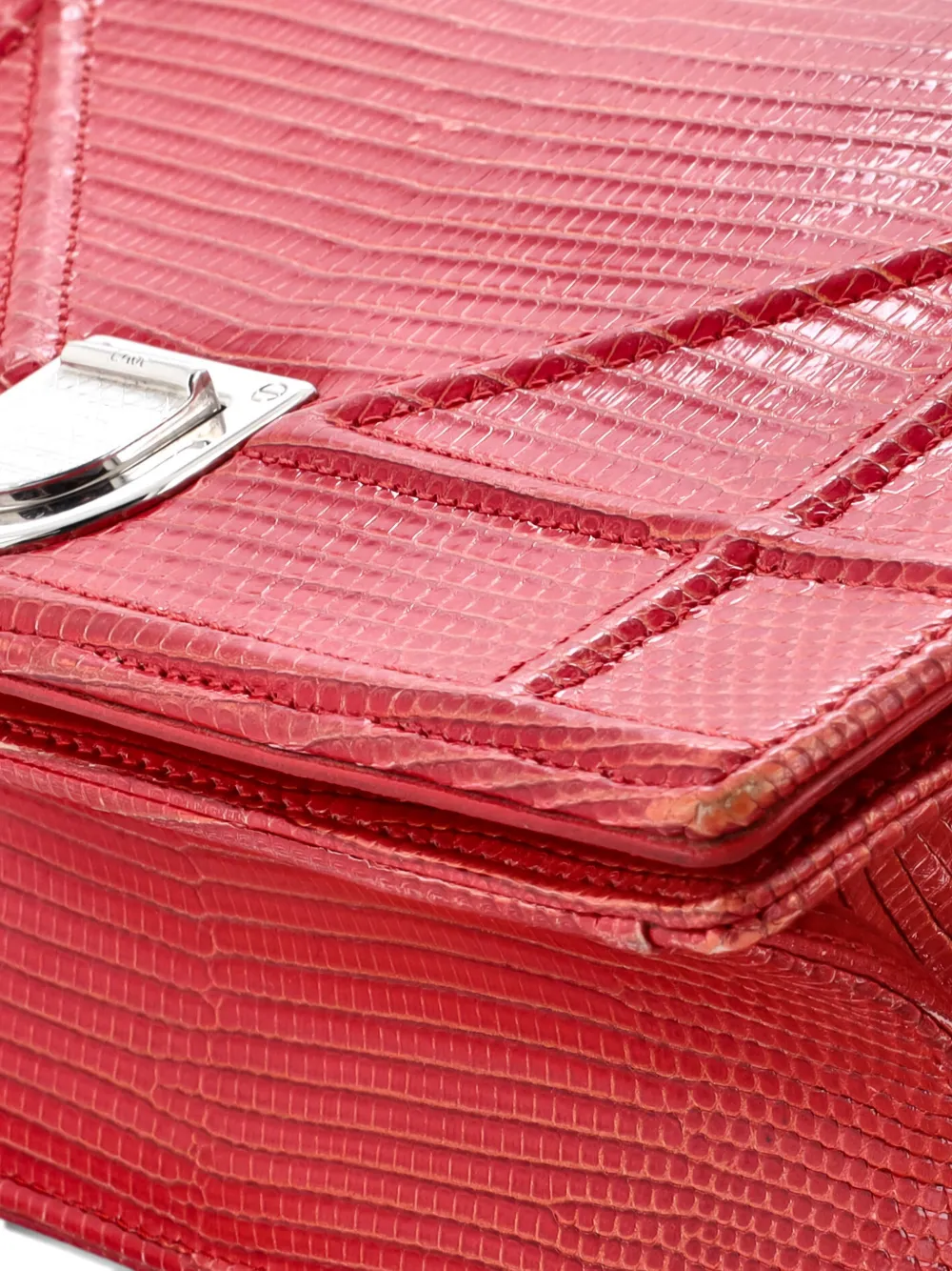 DIOR Pre-owned Ama Flap Bag Lizard Small Crossbody Bag In Red