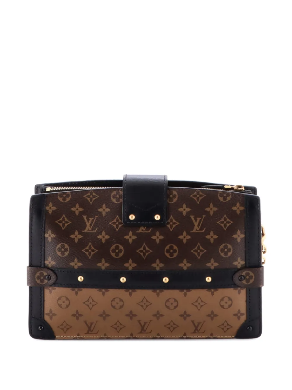 Click to view more detailed imagery on our partner's website Pre-owned Louis Vuitton Trunk Reverse Monogram Canvas Clutch Bag In Black