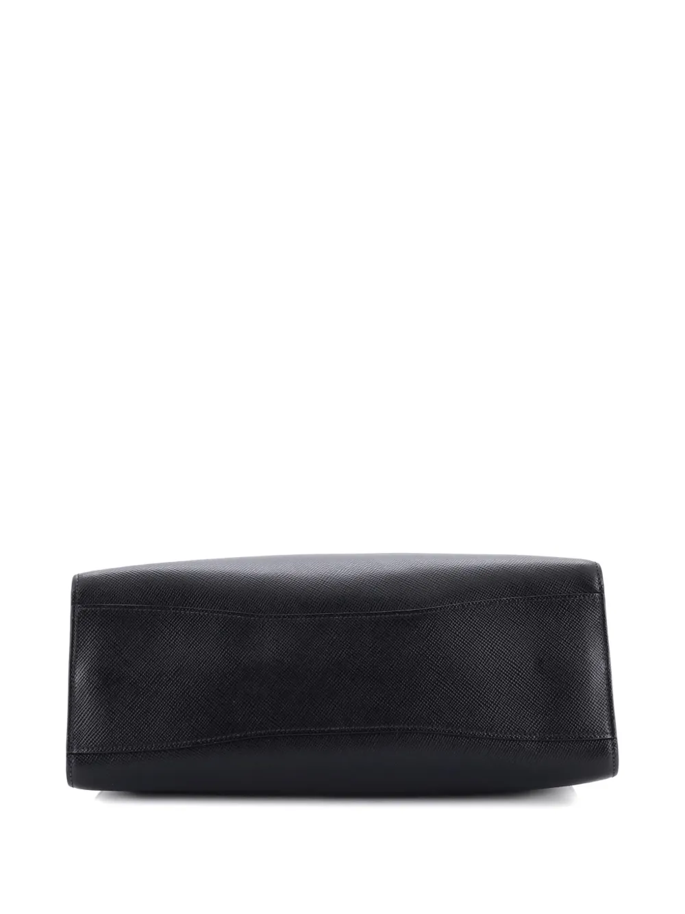 Pre-owned Prada Side Pleat Saffiano Leather Large Tote Bag In Black