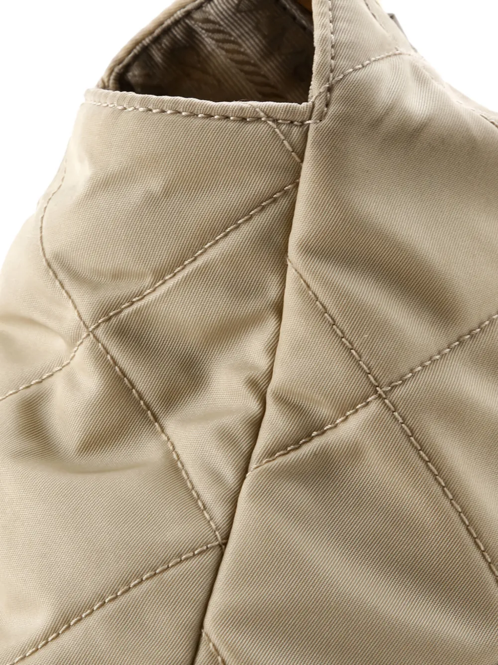 Pre-owned Prada Re-edition 1995 Chain Quilted Re-nylon Small Tote Bag In Neutral