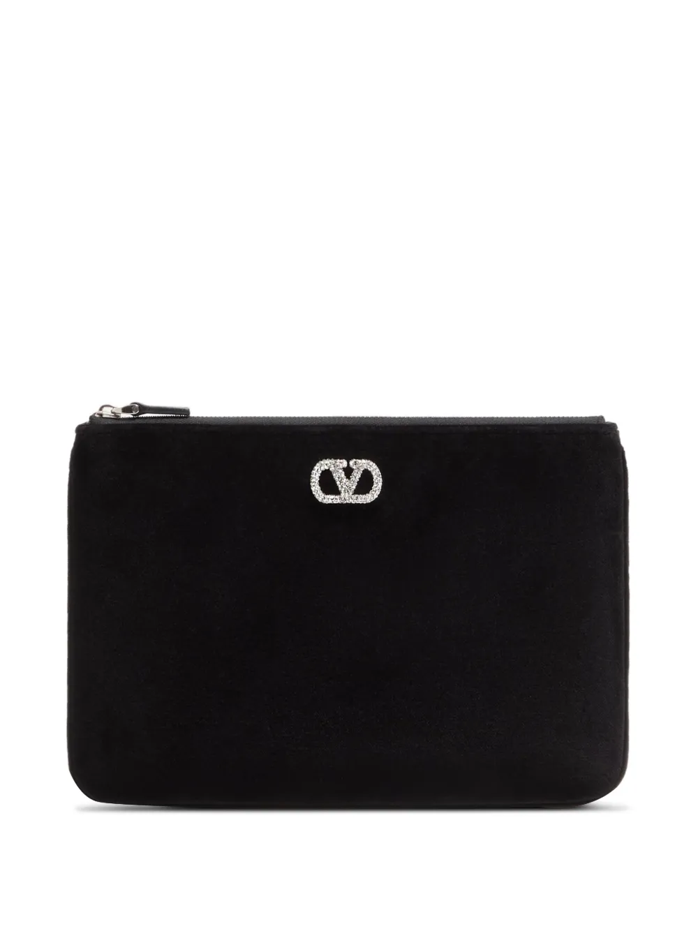 Valentino Garavani Clutch VLogo Signature in velluto - Nero