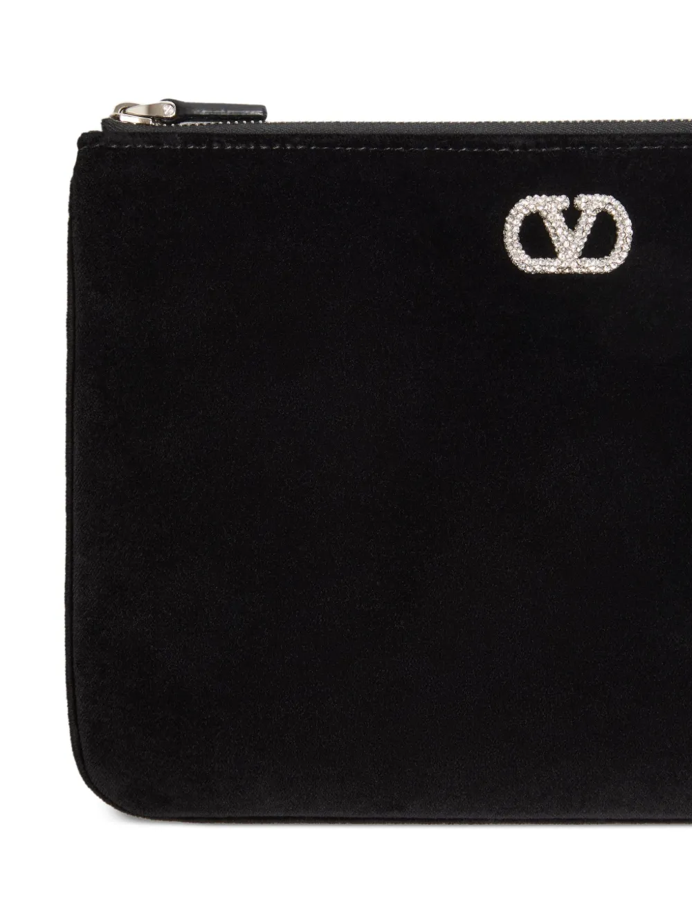 Valentino Garavani VLogo Signature fluwelen clutch met logo Zwart