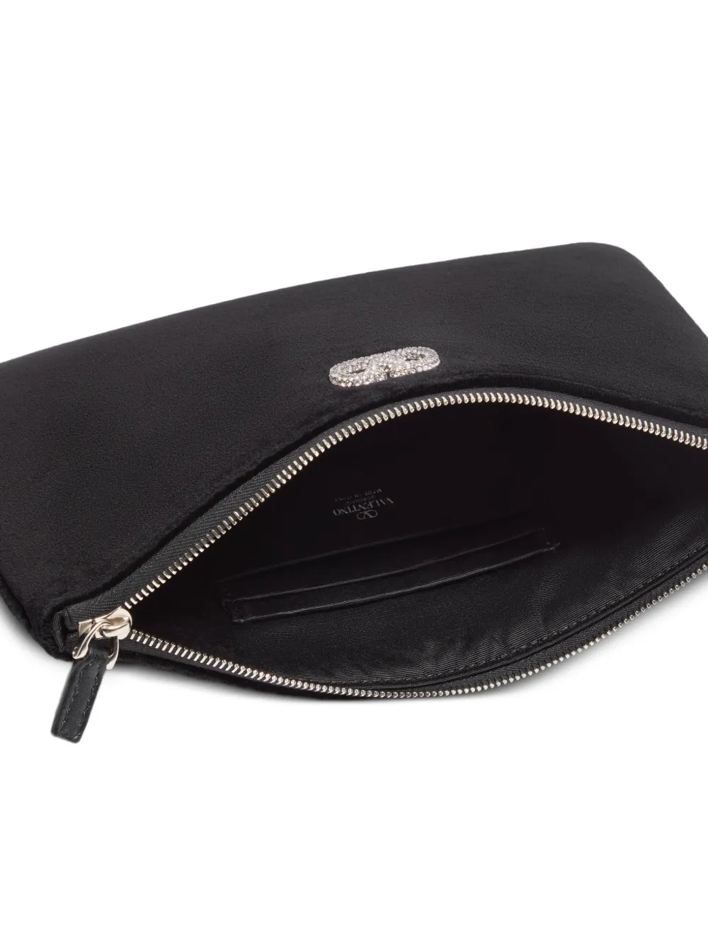 Valentino Garavani VLogo Signature fluwelen clutch met logo Zwart