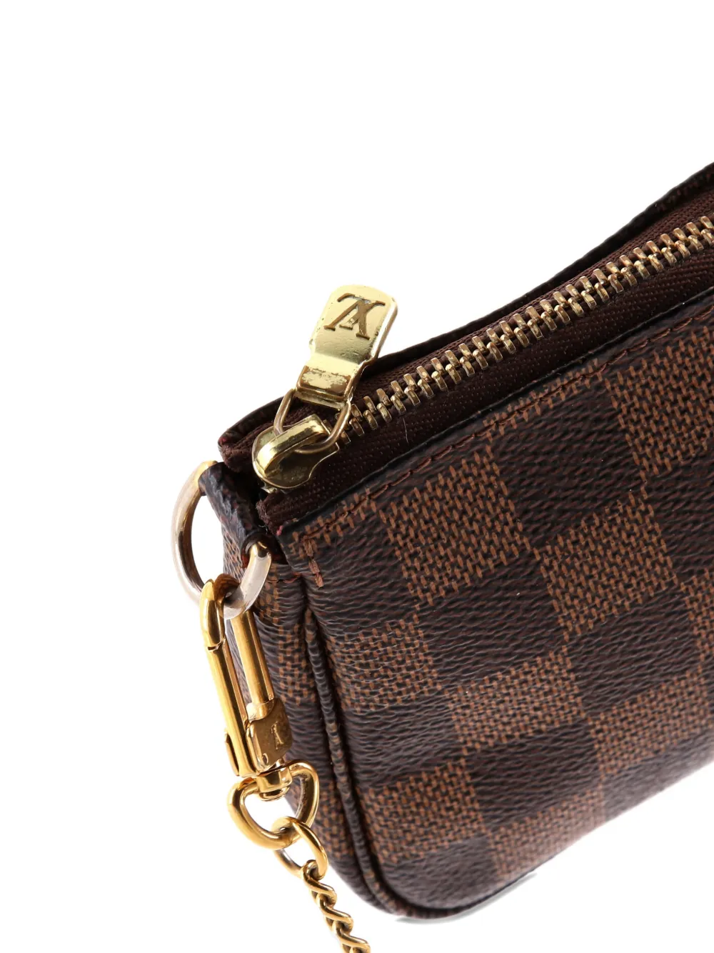 Pre-owned Louis Vuitton Pochette Accessoires Damier Mini Clutch Bag In Brown