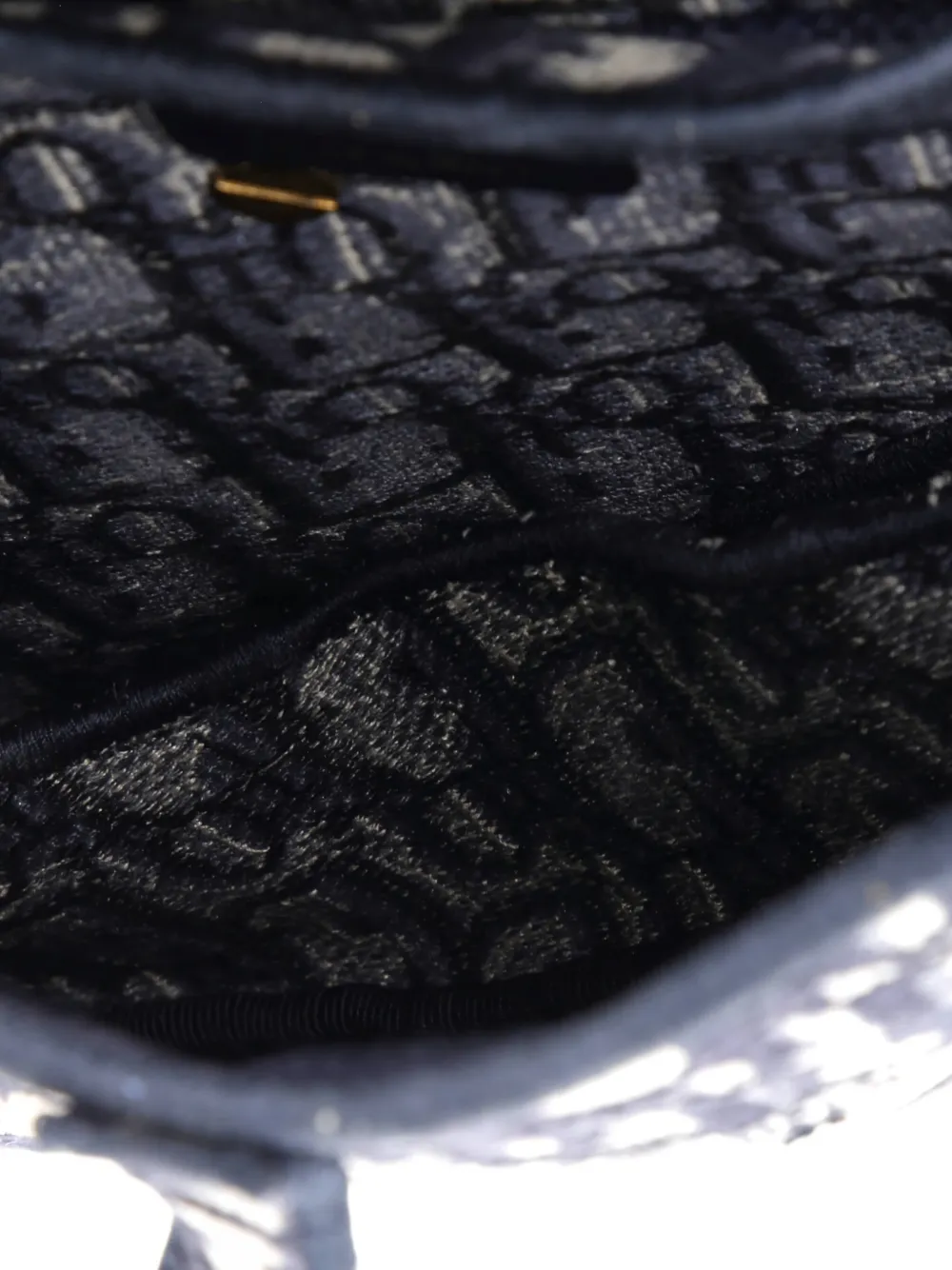 DIOR Pre-owned Saddle Handbag Logo Embroidered Oblique Canvas Medium Shoulder Bag In Blue