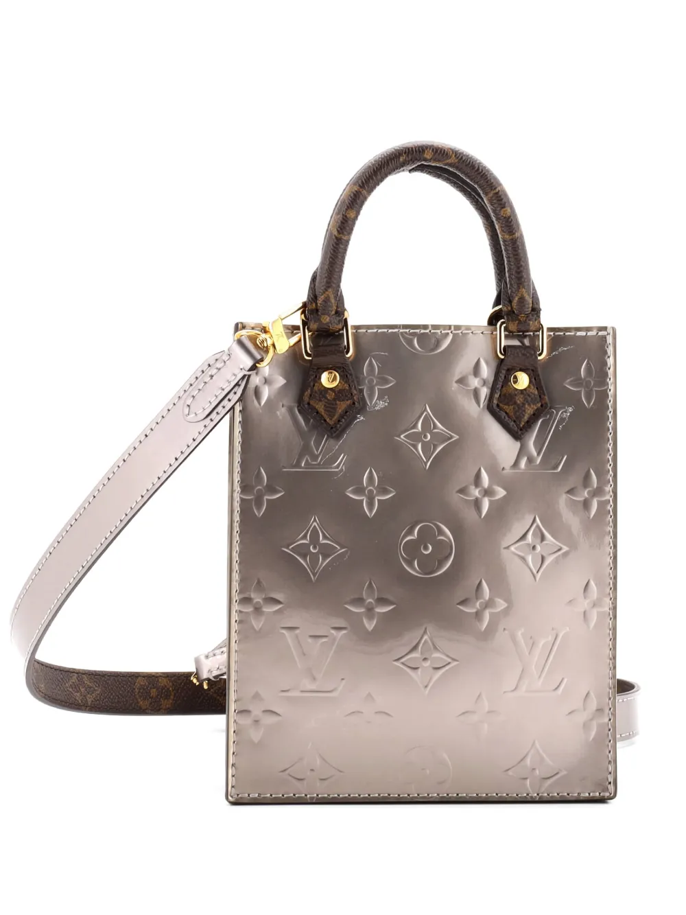 Louis Vuitton Pre-Owned Petit Sac Plat Bag Monogram Vernis with Monogram Canvas crossbody bag - Verde