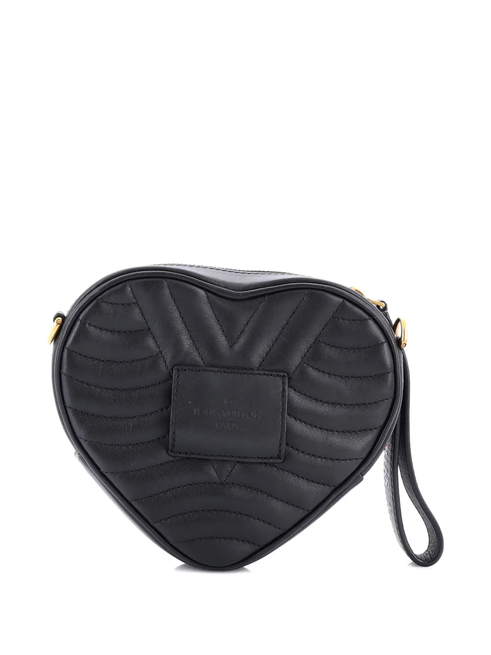 Pre-owned Louis Vuitton New Wave Heart Quilted Leather Crossbody Bag In Black