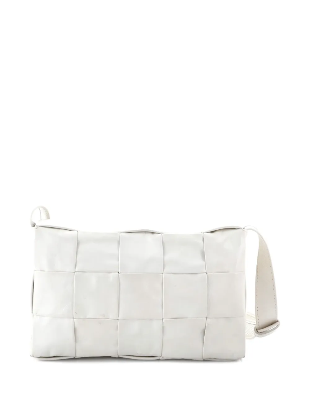 BOTTEGA VENETA Pre-owned Cassette Maxi Intrecciato Leather Crossbody Bag In White