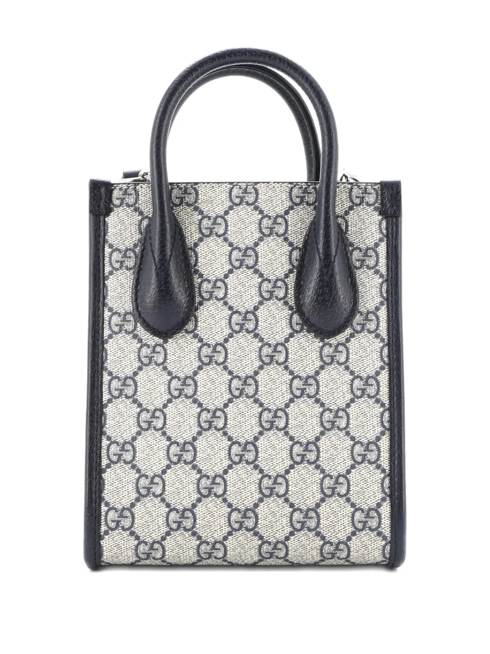 Pre-owned Gucci Interlocking G Patch Tote Gg Coated Canvas Mini Satchel In Blue