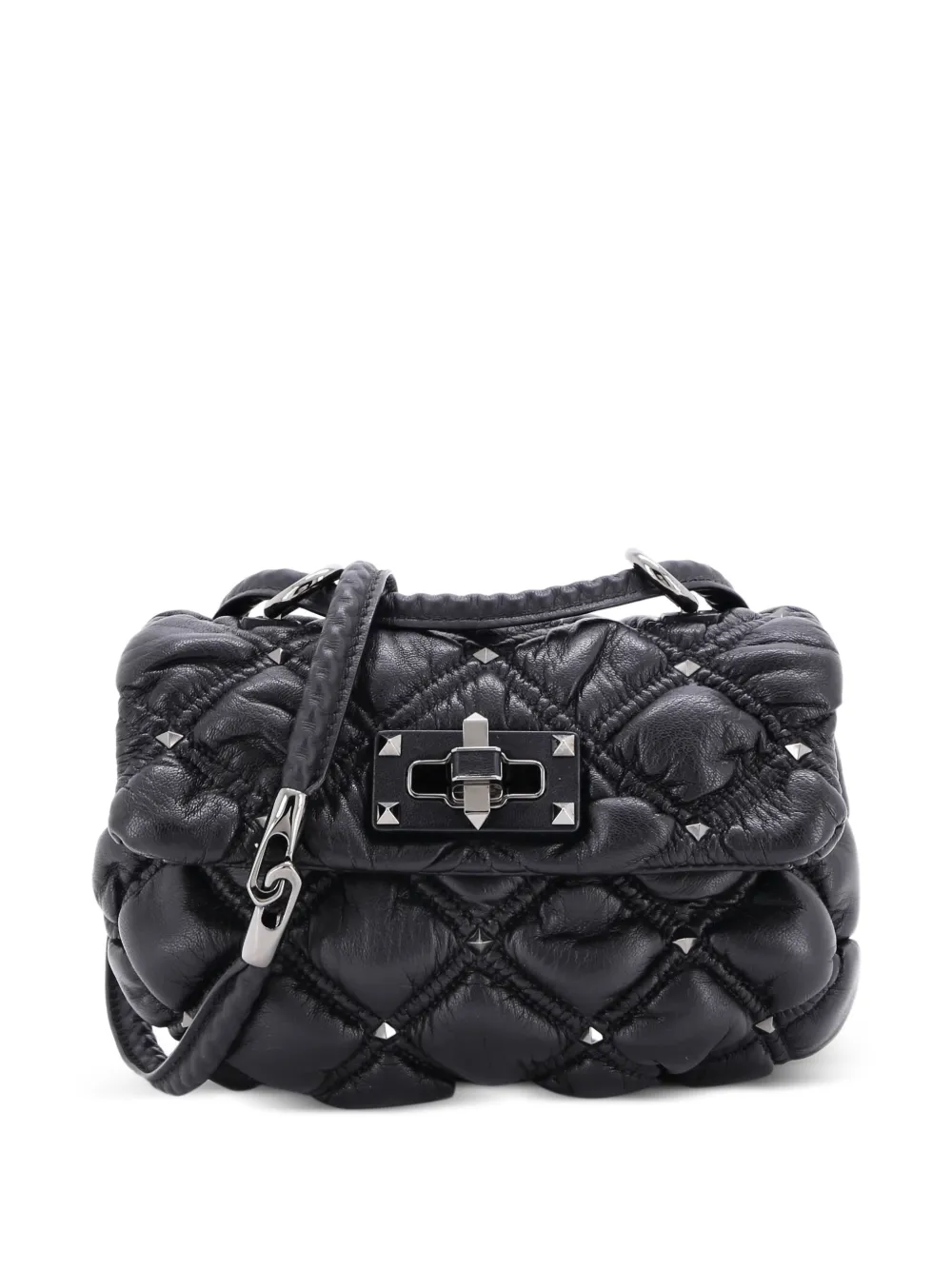 Valentino Garavani Pre-Owned SpikeMe Flap Bag Quilted Leather Small crossbody bag - Nero