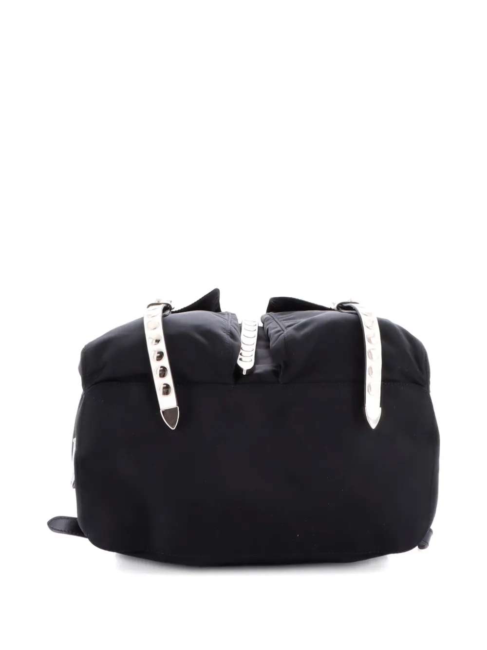 PRADA Pre-owned New Vela Tessuto With Studded Leather Backpack In Black