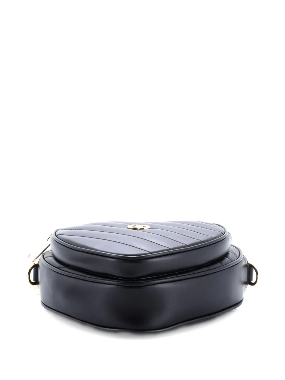 GUCCI Pre-owned Interlocking G Heart Diagonal Quilted Leather Mini Shoulder Bag In Black
