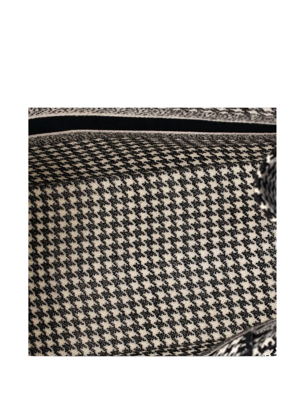Pre-owned Dior Book Houndstooth Canvas Medium Tote Bag In Black