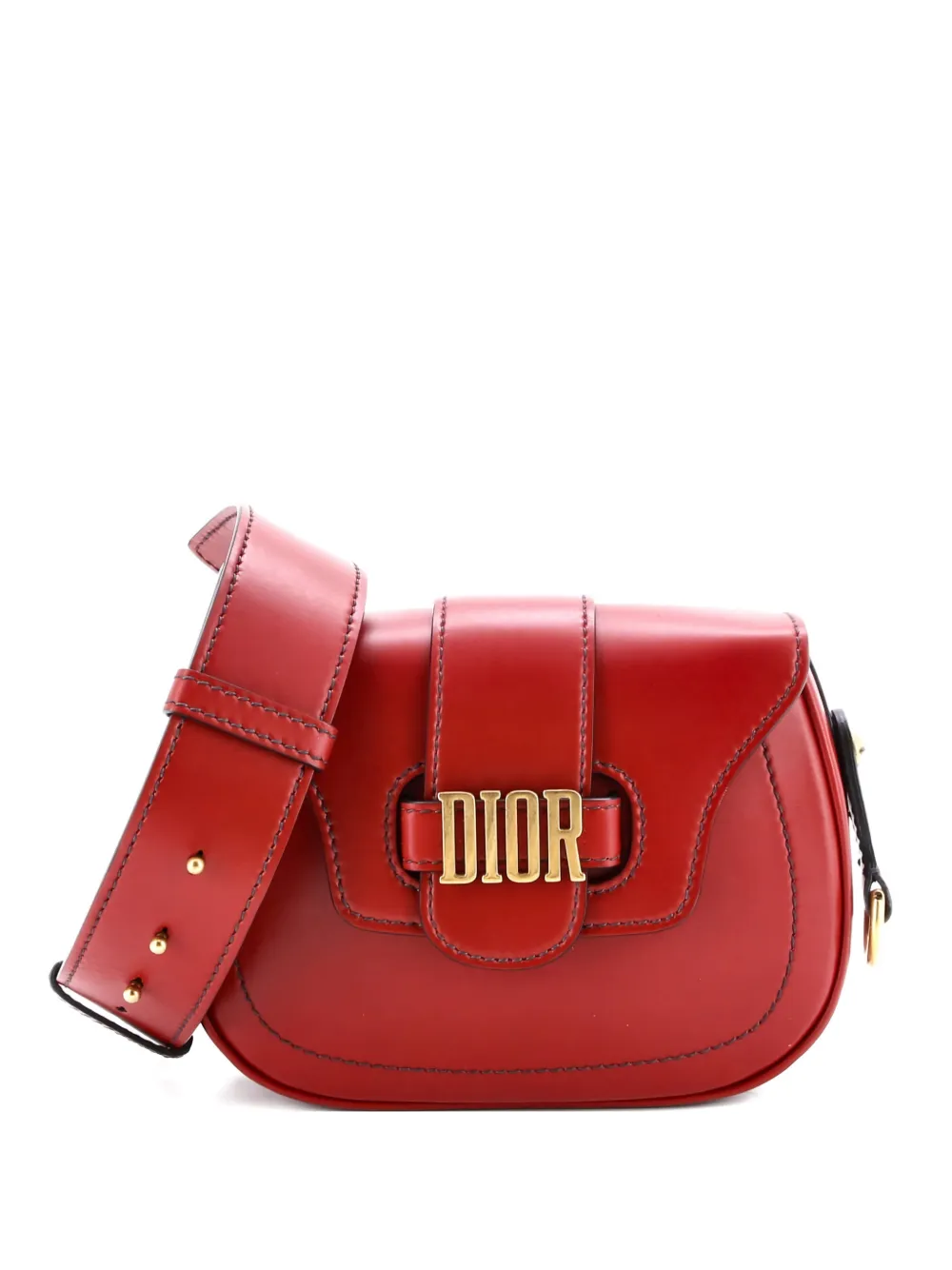 Click to view more detailed imagery on our partner's website Pre-owned Dior D-fence Saddle Bag Leather Small Shoulder Bag In Red