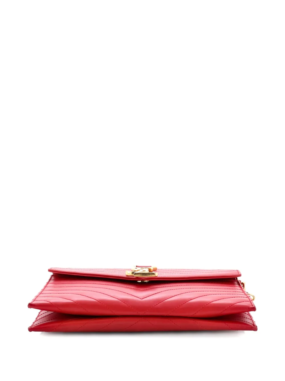 Pre-owned Saint Laurent Classic Monogram Envelope Chain Bag Matelasse Chevron Leather Medium Shoulder Bag In Red