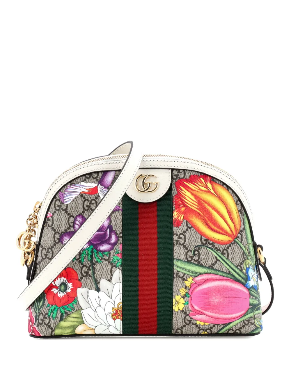 Gucci Pre-Owned Ophidia Dome Shoulder Bag Flora GG Coated Canvas Small crossbody bag - Marrone