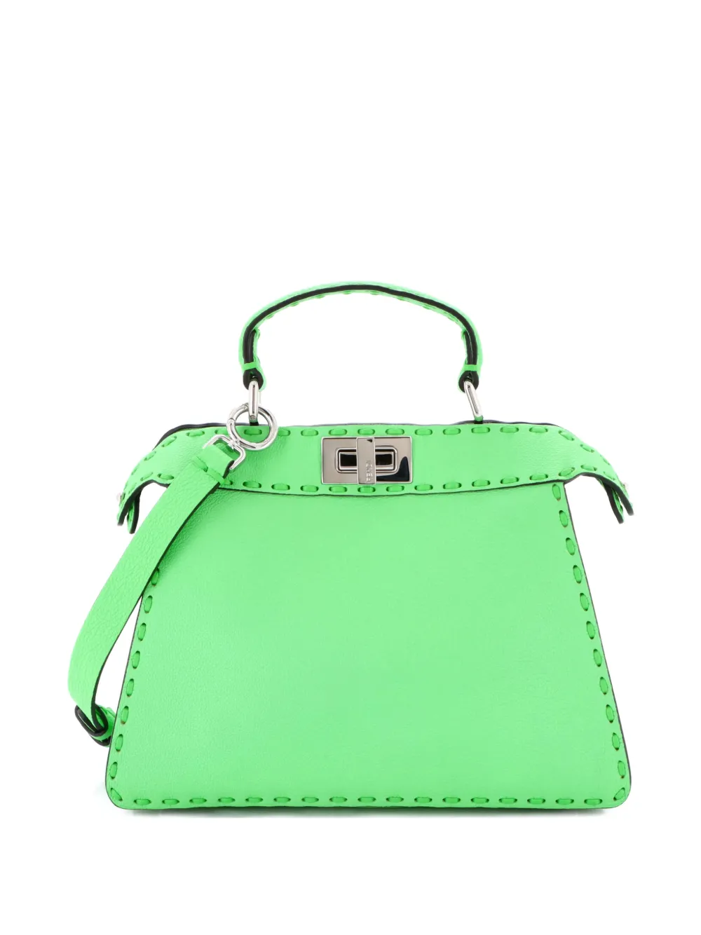 Pre-owned Fendi Selleria Peekaboo Iseeu Bag Leather Small Satchel In Green