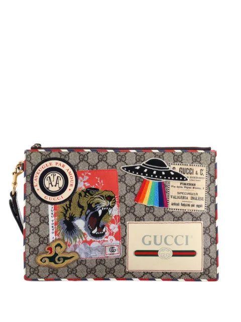 Gucci Pre-Owned Courrier Pouch GG Coated Canvas with Applique clutch bag