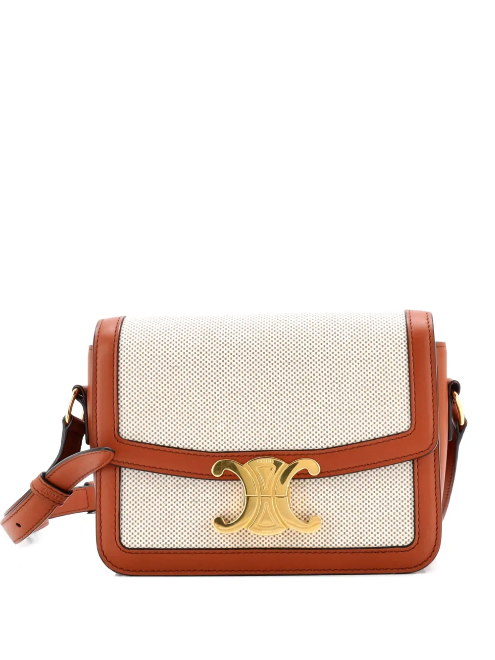 Celine Pre-Owned Triomphe Shoulder Bag Canvas with Leather Teen crossbody bag - Marrone