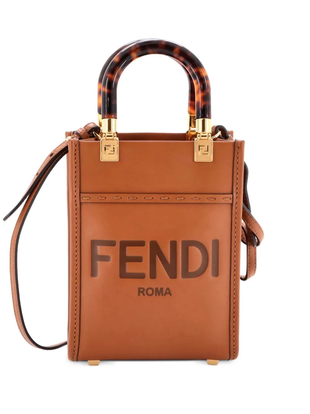 Fendi Pre-Owned Sunshine Shopper Tote Leather Mini crossbody bag - Marrone