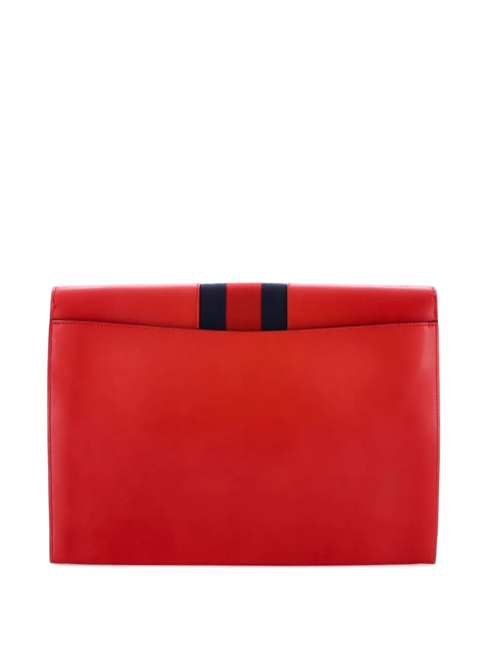 Pre-owned Gucci Sylvie Leather Maxi Clutch Bag In Red