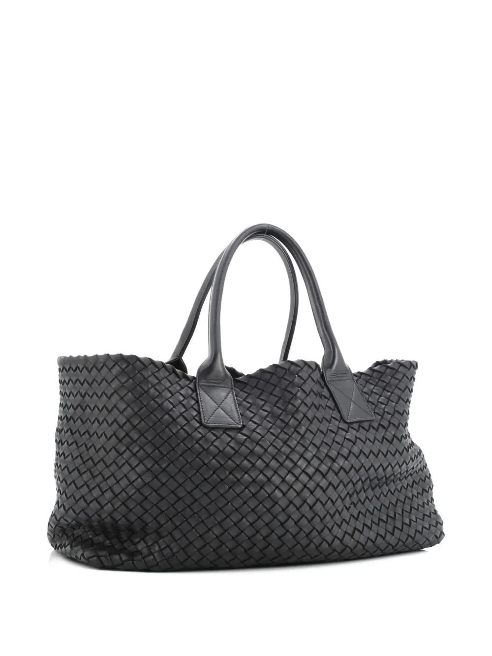 Pre-owned Bottega Veneta Cabat Intrecciato Nappa Medium Tote Bag In Black
