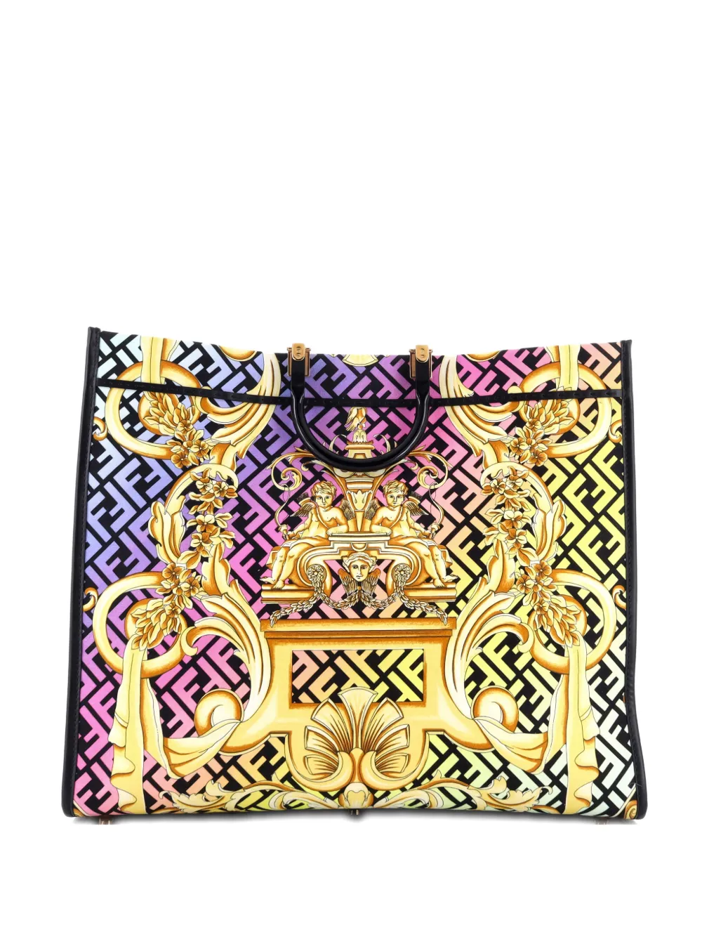 Versace Pre-Owned x Fendi Fendace Sunshine Shopper Printed Zucca Jacquard Large tote bag - Multicolore