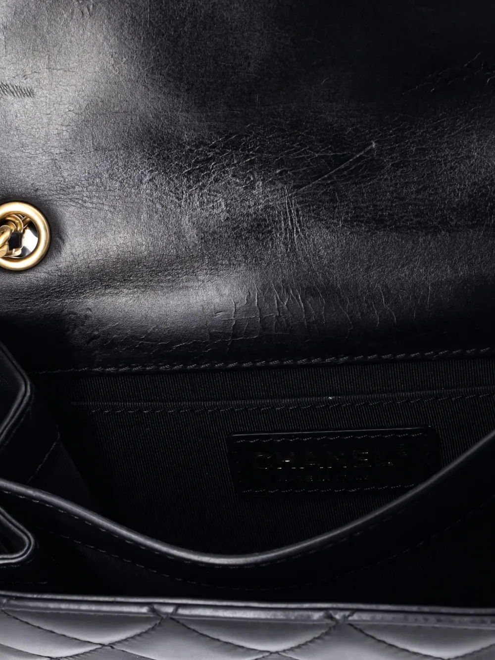 Pre-owned Chanel Cc Side Chain Full Flap Bag Quilted Calfskin Small Crossbody Bag In Black