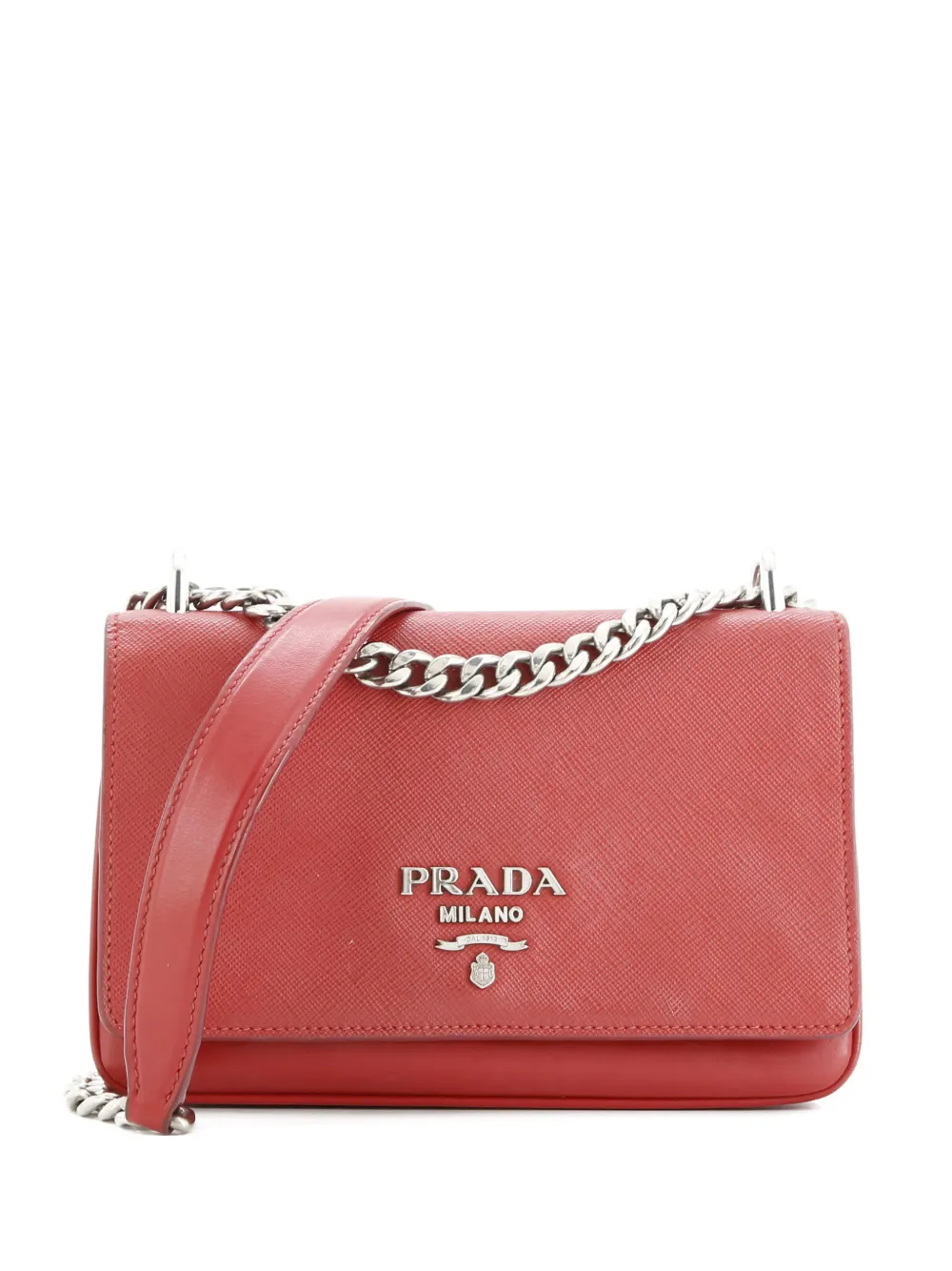 Prada Pre-Owned Chain Flap Saffiano and Soft Calf Small crossbody bag | Red | Image 1