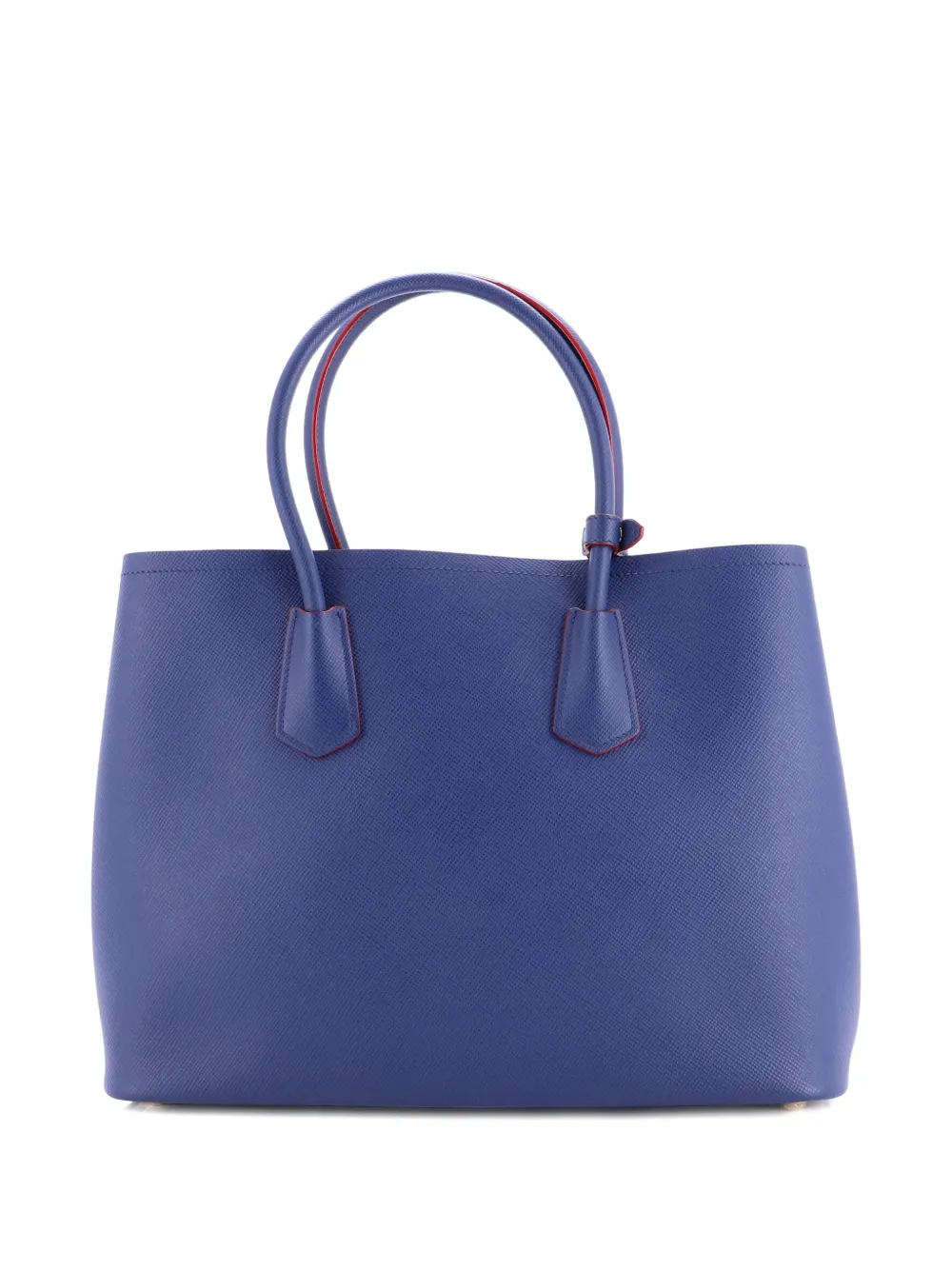 Pre-owned Prada Cuir Double Saffiano Leather Large Tote Bag In Blue