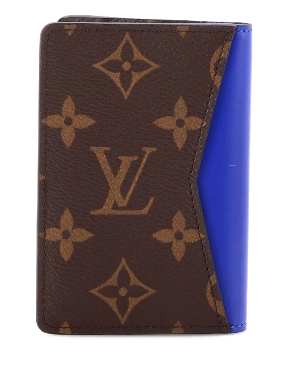 Pre-owned Louis Vuitton Pocket Organizer Macassar Monogram Canvas And Leather Small Wallets In Blue
